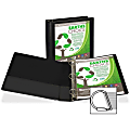 Samsill Earth's Choice Eco-friendly Binders - 1 1/2" Binder Capacity - Letter - 8 1/2" x 11" Sheet Size - D-Ring Fastener - 2 Internal Pocket(s) - Chipboard, Polypropylene - Black - Recycled - 1 Each 1 thumbnail image