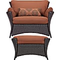 Hanover Strathmere Allure 2-Piece Seating Set - STRATHALLURE2PC - Material: Steel Frame, Polyethylene Wicker, Plush, Olefin, Polyurethane Foam - Finish: Terracotta, Rust, Espresso