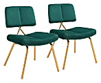 Zuo Modern Nicole Dining Chairs, Green/Gold, Set Of 2 Chairs