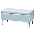 Baxton Studio Mabel Velvet Storage Ottoman, Light Blue 1 thumbnail image