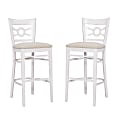 Linon Talus Upholstered Bar Stools, Beige/White, Set Of 2 Stools