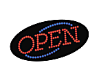 Cosco® LED "Open" Lighted Sign, 9 1/2"H x 19"W x 2"D, Black With Red/Blue Lights