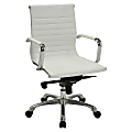 Lorell® Modern Bonded Leather Mid-Back Chair, White 1 thumbnail image