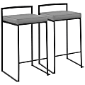 LumiSource Fuji Stacker Counter Stools, Gray Seat/Black Frame, Set of 2 Stools