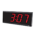 Pyramid 4in x 4 Digit Red LED Digital Wall Clock - Digital - LED - Black/Acrylonitrile Butadiene Styrene (ABS) Case, Polycarbonate Case 1 thumbnail image