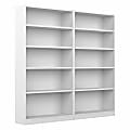 Bush® Furniture Universal 72"H 5-Shelf Bookcases, White, Set Of 2 Bookcases, Standard Delivery