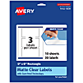 Avery® Permanent Labels With Sure Feed®, 94249-CMF10, Rectangle, 3" x 6", Matte Clear, Pack Of 30 1 thumbnail image