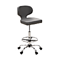 ALPHA HOME Adjustable Ergonomic Faux Leather Office Drafting Chair With Back, Gray 1 thumbnail image