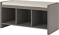 Ameriwood™ Home Penelope Entryway Storage Bench With Cushion, 17-15/16"H x 35-15/16"W x 15-15/16"D, Taupe