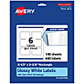 Avery® Glossy Permanent Labels With Sure Feed®, 94212-WGP100, Rectangle, 2-1/3" x 3-3/8", White, Pack Of 600