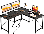 Bestier 60"W L-Shaped Corner Computer Desk With Monitor Stand & 3 Cable Holes, USB Socket, Charcoal 1 thumbnail image