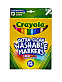 Crayola® Washable Markers, Thin Line, Assorted Classic Colors, Box Of 12