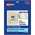 Avery® Pearlized Permanent Labels With Sure Feed®, 94209-PIP25, Rectangle, 2/3" x 1-3/4", Ivory, Pack Of 1,100 Labels 1 thumbnail image