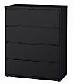 WorkPro® 42"W Lateral 4-Drawer File Cabinet, Metal, Black