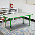 Flash Furniture Height-Adjustable Activity Table, 23-1/2"H x 23-5/8"W x 47-1/4"D, Gray/Green