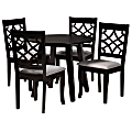 Baxton Studio Mya 5-Piece Dining Set, 29-15/16"H x 35-7/16"W x 35-7/16"D, Gray/Dark Brown