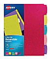 Avery® Big Tab™ Reversible Fashion Dividers, 8 1/2" x 11", 5 Tab, Multicolor Glitter, 1 Set