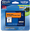 Brother P-touch TZe 1" Laminated Lettering Tape - 15/16" Width x 16 2/5 ft Length - Direct Thermal - Fluorescent Orange - 1 Each