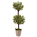 Nearly Natural 5'H Olive Artificial Tree With Farmhouse Planter, 60"H x 28"W x 28"D, Brown/Green