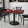Flash Furniture Laminate Square Table Top With Round Table-Height Base, 31-1/8"H x 42"W x 42"D, Mahogany/Black