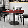 Flash Furniture Laminate Square Table Top With Round Table-Height Base, 31-1/8"H x 42"W x 42"D, Mahogany/Black 1 thumbnail image