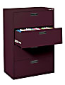 Sandusky® 400 Series Steel Lateral File Cabinet, 4-Drawers, 50 5/8"H x 30"W x 18"D, Burgundy