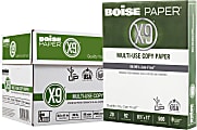 Boise® X-9® Multi-Use Printer & Copy Paper, White, Letter (8.5" x 11"), 2500 Sheets Per Case, 20 Lb, 92 Brightness, Case Of 5 Reams