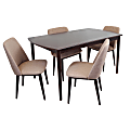 Lumisource Tintori Table Set, 4 Chairs, Espresso/Black