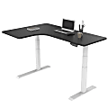 Loctek Height-Adjustable Corner Desk, Left-Handed, White/Black