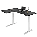 Loctek Height-Adjustable Corner Desk, Left-Handed, White/Black 1 thumbnail image