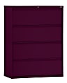 Sandusky® 800 30"W x 19-1/4"D Lateral 4-Drawer File Cabinet, Burgundy