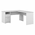 Bush Business Furniture Cabot 60"W L-Shaped Corner Desk With Drawers, White, Standard Delivery
