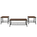 Powell Hepburn 3-Piece Table Set, Brown/Gray