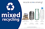 Recycle Across America Mixed Standardized Recycling Labels, MXD-5585, 5 1/2" x 8 1/2", Navy Blue