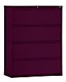 Sandusky® 800 36"W x 19-1/4"D Lateral 4-Drawer File Cabinet, Burgundy 1 thumbnail image