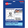 Avery® Glossy Permanent Labels With Sure Feed®, 94124-CGF100, Arched Square, 2" x 2-3/16", Clear, Pack Of 1,200