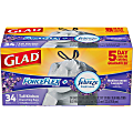 Glad ForceFlexPlus Tall Kitchen Drawstring Trash Bags - Lavender with Febreze Freshness - 13 gal Capacity - 25.13" Width x 24" Length - 0.90 mil (23 Micron) Thickness - Gray - Plastic - 204/Carton - 34 Per Box - Kitchen 1 thumbnail image