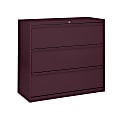 Sandusky® 800 42"W Lateral 3-Drawer File Cabinet, Metal, Burgundy 1 thumbnail image