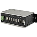 StarTech.com 7 Port Industrial USB Hub - USB 2.0 - 15kV ESD Protection - Surface Mount or DIN Rail Rackmount USB Hub - Metal Housing - Add seven USB 2.0 ports to a computer system in a harsh operating environment