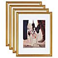 Uniek Kate And Laurel Adlynn Wall Picture Frame Set, 15" x 12" With Mat, Gold, Set Of 4