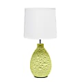 Simple Designs Textured Stucco Ceramic Oval Table Lamp, Green