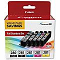 Canon PGI-280/CLI-281 Pigment Black, Black, Cyan, Yellow, Magenta Original Ink Cartridges, Pack Of 5 Cartridges, 2075C006 1 thumbnail image