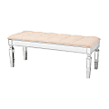 Baxton Studio Hedia Contemporary Glam Accent Bench, 18-1/2”H x 47-1/4”W x 17-3/4”D, Luxe Beige/Silver