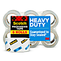 Scotch® Heavy-Duty Shipping Packing Tape, 1-7/8" x 54.6 Yd., Clear, Pack Of 6 Rolls