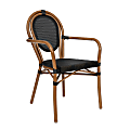 Flash Furniture Marseille Indoor/Outdoor Commercial Thonet Bistro Stacking Chair with Arms, Black/Natural Frame -SDA6422ATXTBKN 1 thumbnail image