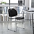Flash Furniture HERCULES Plastic Ultra-Compact Stack Chair, Black/Chrome