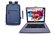 Linsay Octa Core Tablet, 10.1”, 4GB Memory, 128GB Storage, Android 13, With Blue Designer Cloth Keyboard Case, Compact Backpack And Pen Stylus 1 thumbnail image