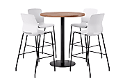 KFI Studios Proof Bistro Round Pedestal Table With Imme Barstools, 4 Barstools, River Cherry/Black/White Stools 1 thumbnail image