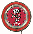 Holland Bar Stool Logo Clock, 15"H x 15"W x 3"D, Wisconsin Badger