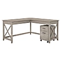 Bush Business Furniture Key West 60"W L-Shaped Corner Desk With Mobile File Cabinet, Washed Gray, Standard Delivery